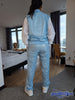 PVC Nylon Glanznylon Jogging Anzug hellblau