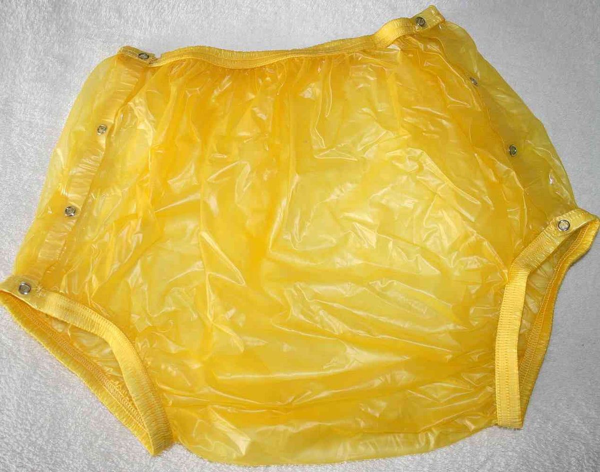 Hoch geschnittene PVC Windelhose Gummihose gelb glänzend - auf Lager