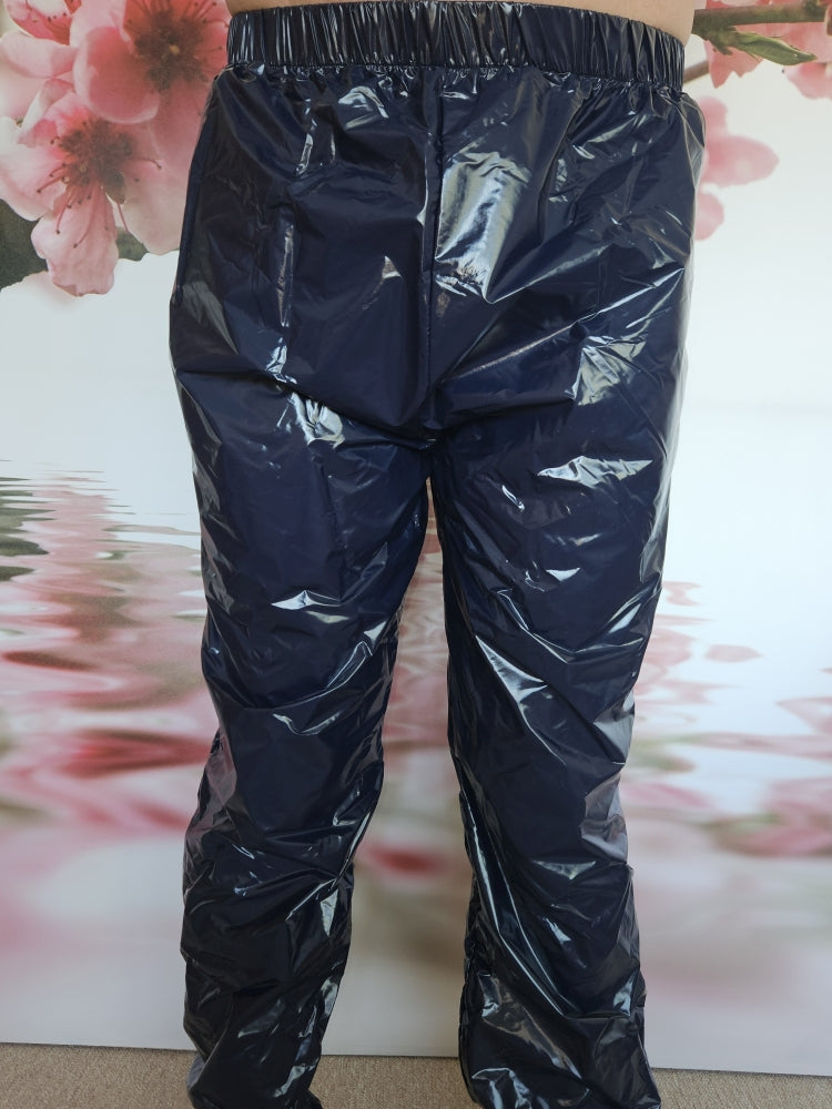 PVC Nylon Glanznylon Jogginghose dunkelblau - auf Lager