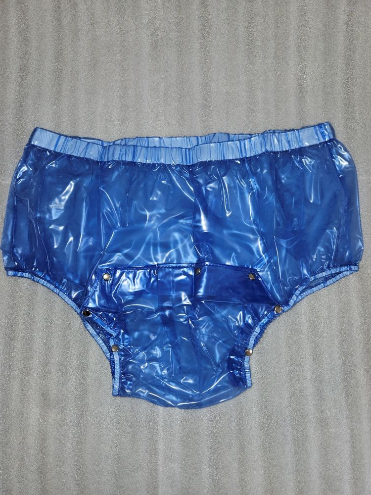 PVC Knöpfer Schlüpfer blau transparent BLT8 4XL - auf Lager