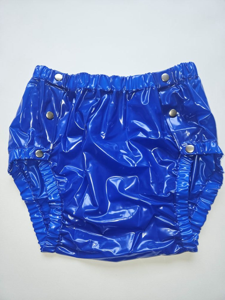 PVC button diaper pants wide cuffs azure blue PA56 - in stock