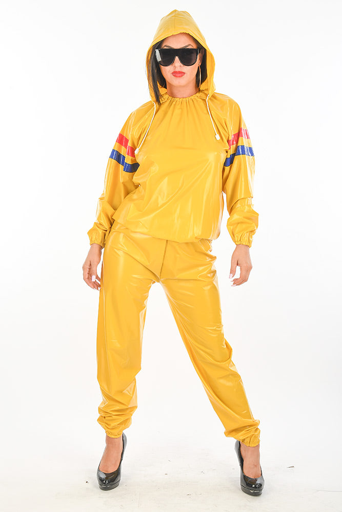 PVC sweat sauna suit 2-piece with hood yellow shiny - in stock ...