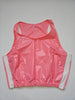 PVC Crop Top rosa mit weißen Streifen