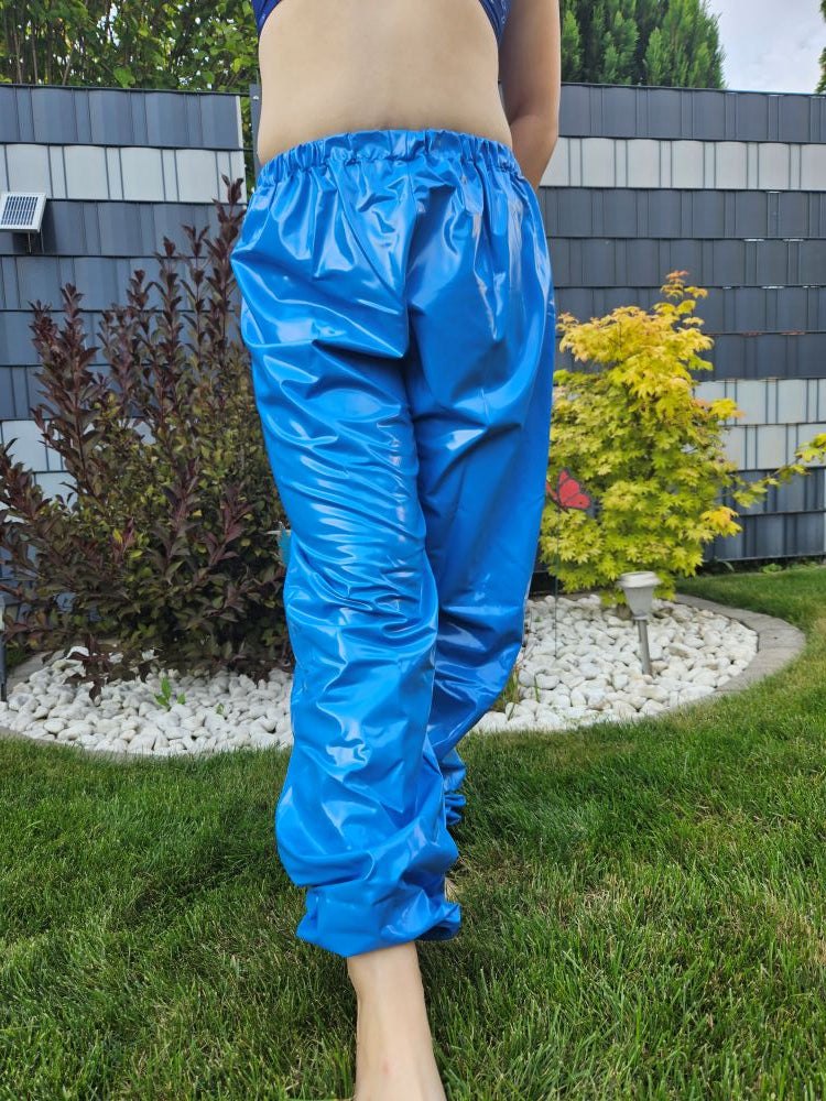 PVC Jogginghose Regenhose azure blau