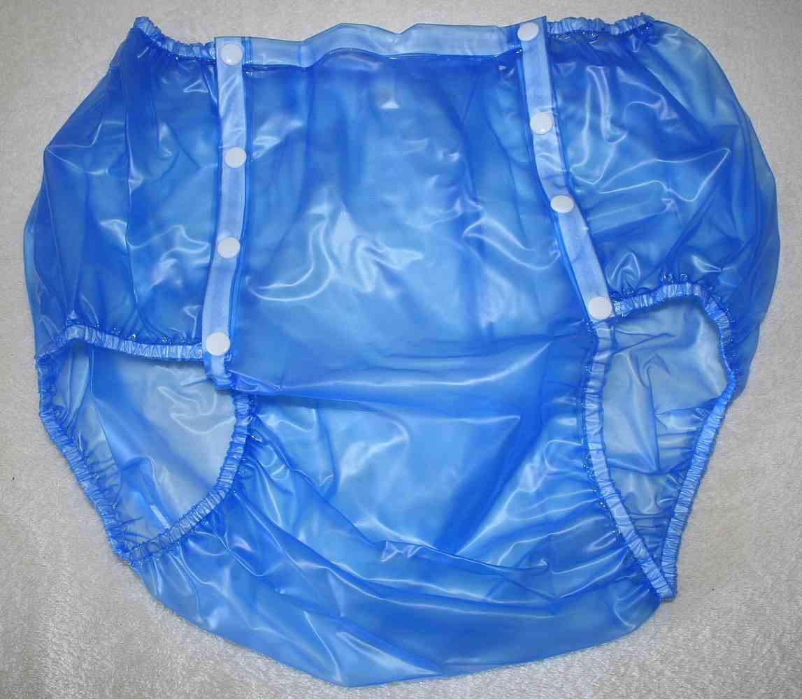 PVC Knöpfer Windelhose Gummihose adult baby (PA59) blau transparent