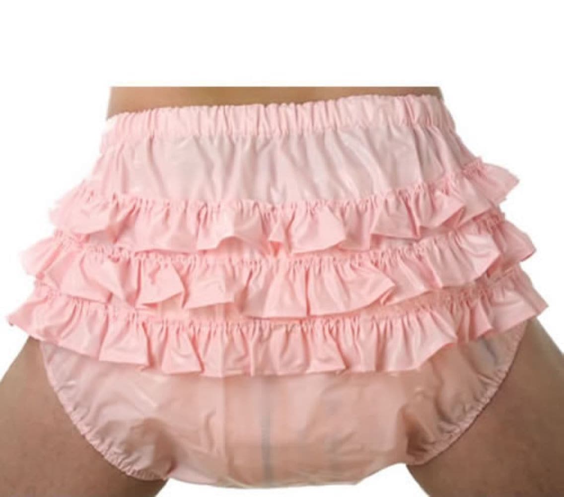 PVC Windelhose Gummihose mit Rüschen für das adult baby (PW501) rosa