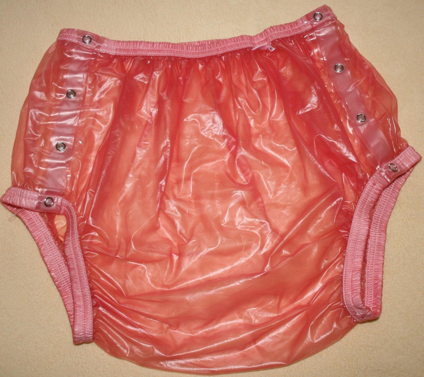 Komfort PVC Knöpfer Windelhose Gummihose rosa transparent