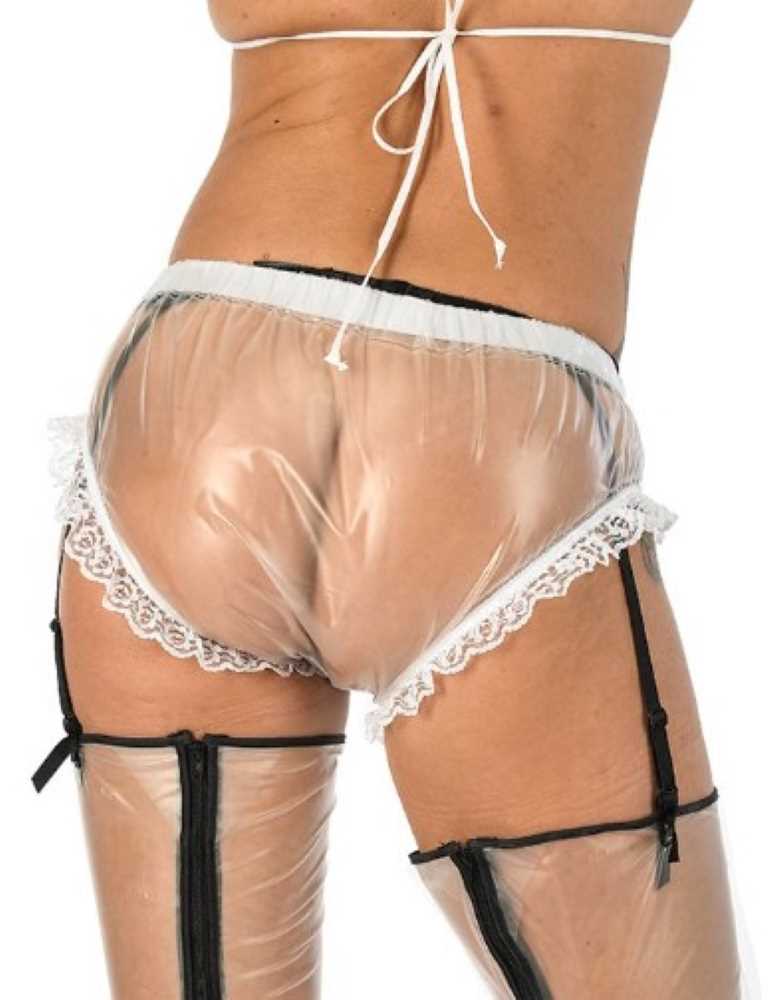 Sexy PVC panties with lace