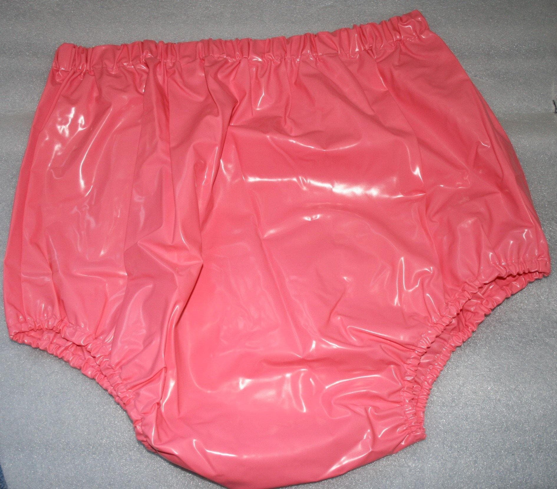 Hoch geschnittene PVC Windelhose Gummihose rosa Kindermotiv - auf Lager, Plastikwäsche zum Verlieben