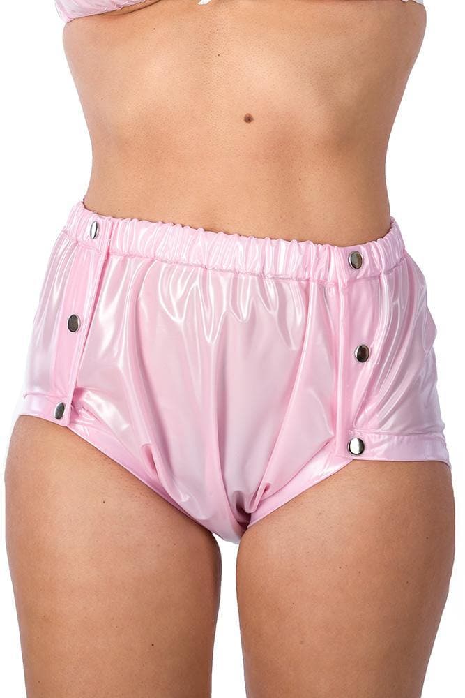PVC Knöpfer Windelhose breite Bündchen rosa perl (PA56) - auf Lager - Plastikwäsche zum Verlieben