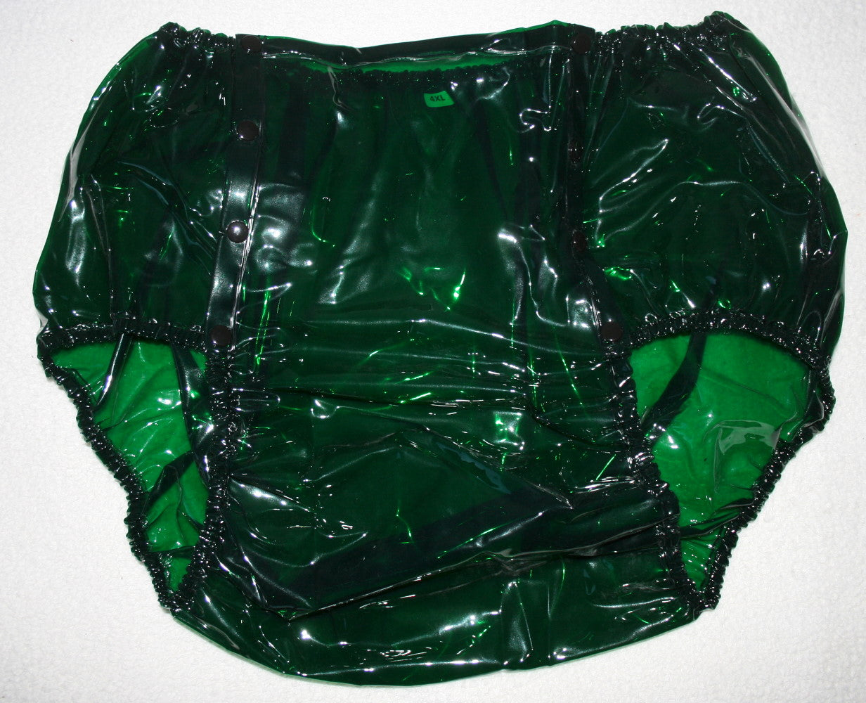 PVC Knöpfer Windelhose Gummihose adult baby (PA59) grün glasklar transparent