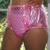 PVC Knöpfer Windelhose Gummihose adult baby (PA59) rosa weiße Punkte - auf Lager - Plastikwäsche zum Verlieben