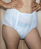 Pantalon couche bouton PVC pantalon caoutchouc bébé adulte (PA59) blanc semi-transparent - en stock