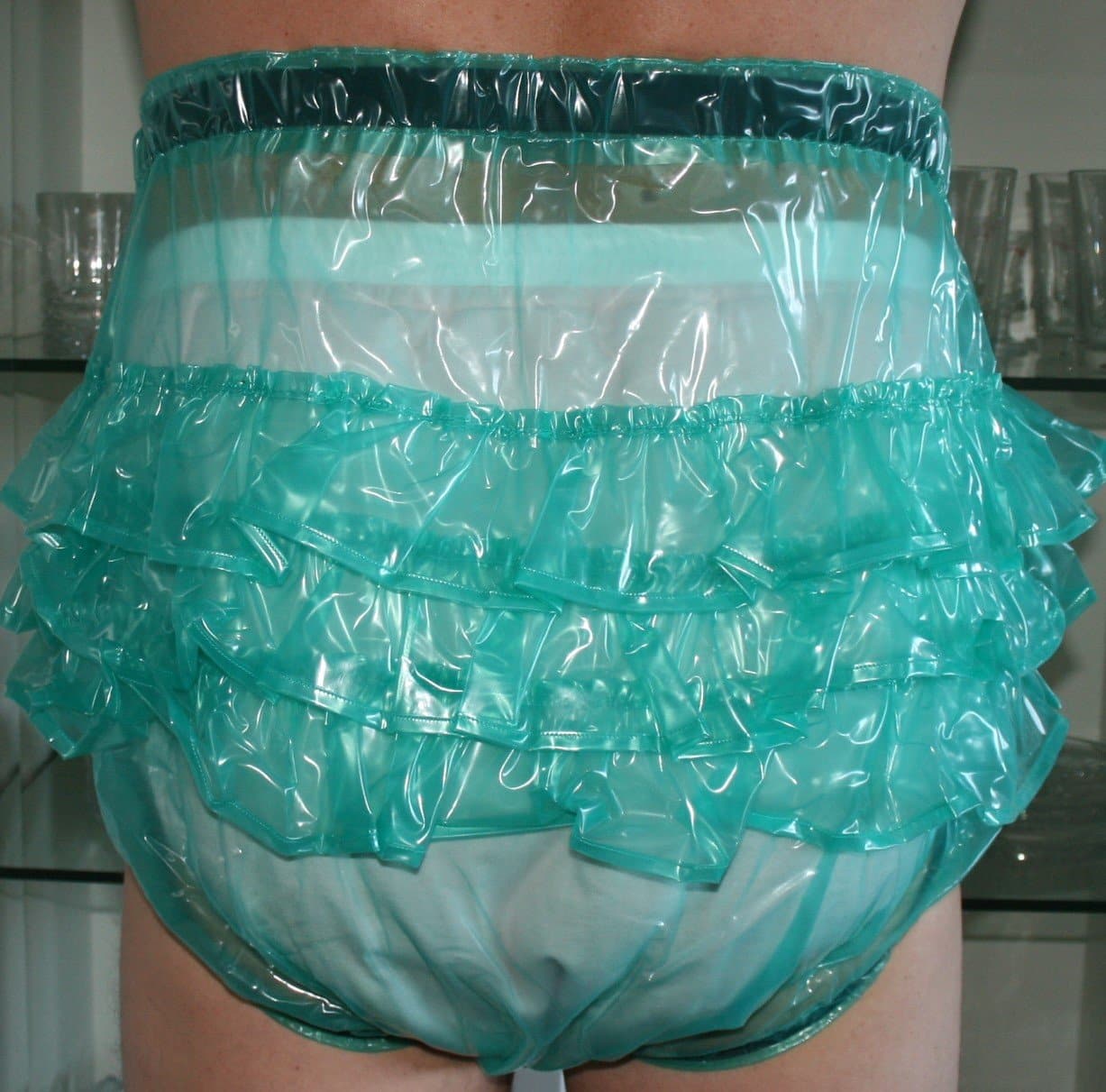 PVC Windelhose Gummihose mit Rüschen für das adult baby (PW501) grün t –  Plastikwäsche zum Verlieben