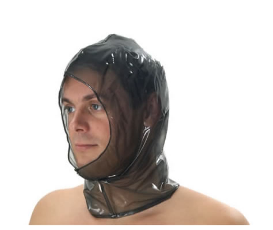 PVC Plastik Maske mit offenem Gesicht schwarz transparent