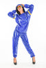 Laden Sie das Bild in den Galerie-Viewer, PVC Schwitz Sauna Anzug 2-teilig mit Kapuze blau