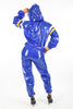 Laden Sie das Bild in den Galerie-Viewer, PVC Schwitz Sauna Anzug 2-teilig mit Kapuze blau
