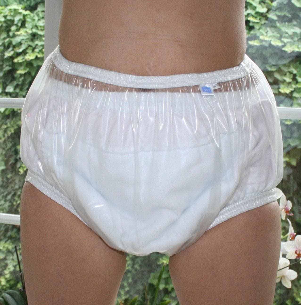 PVC Adult Baby Incontinence Button Nappy Pants Rubber Pants