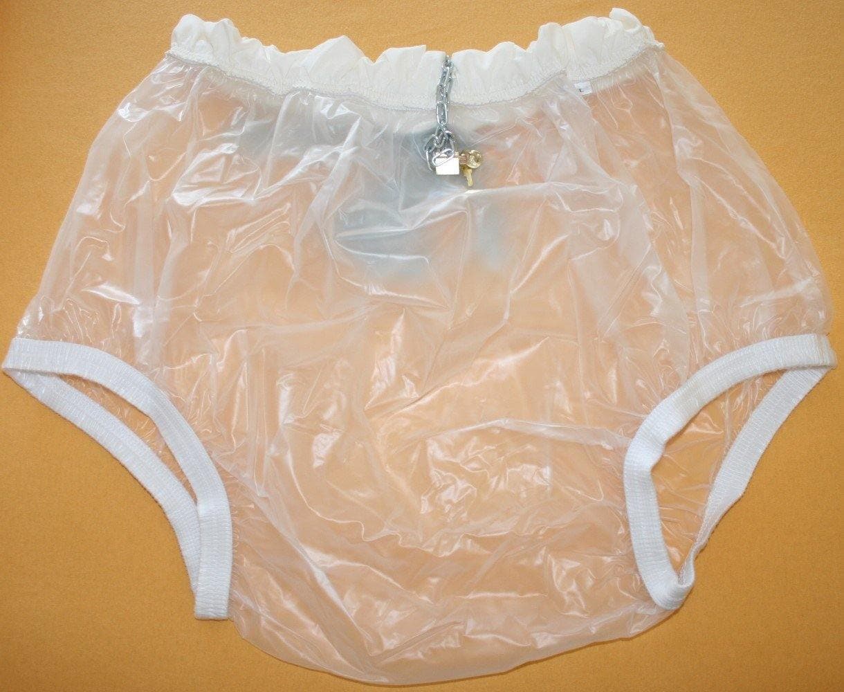 Abschließbare PVC Windelhose Gummihose adult transparent