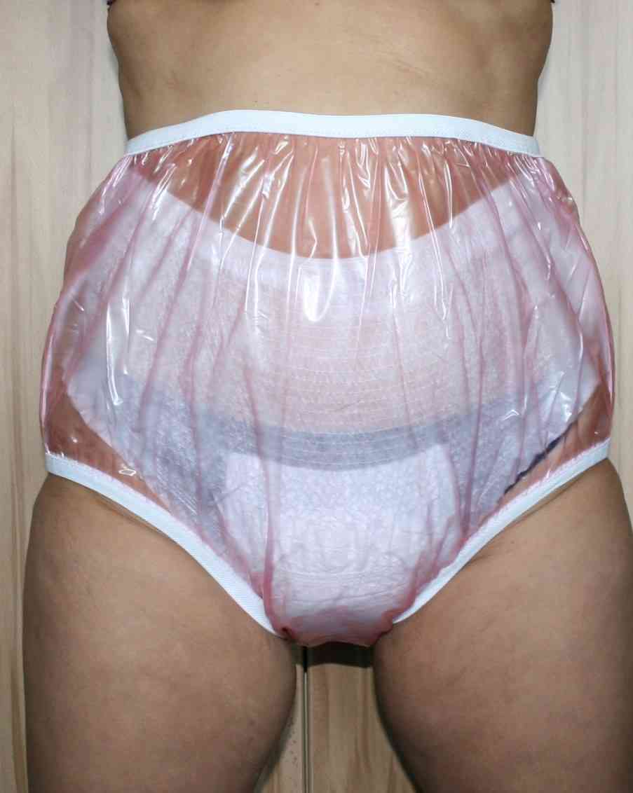 PVC Adult Baby Inkontinenz Windelhose Gummihose rosa transparent